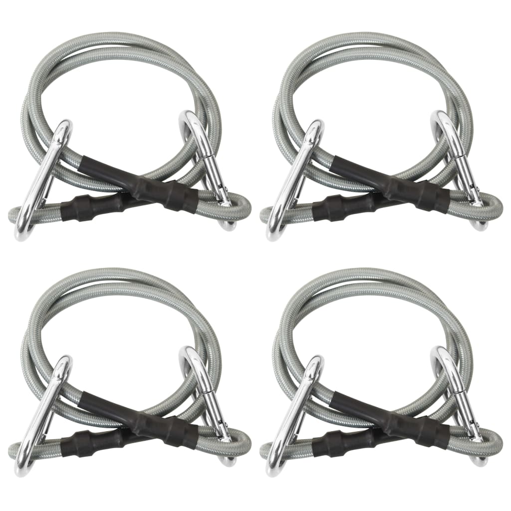 vidaXL Ropes with Carabiner 4 pcs Rubber