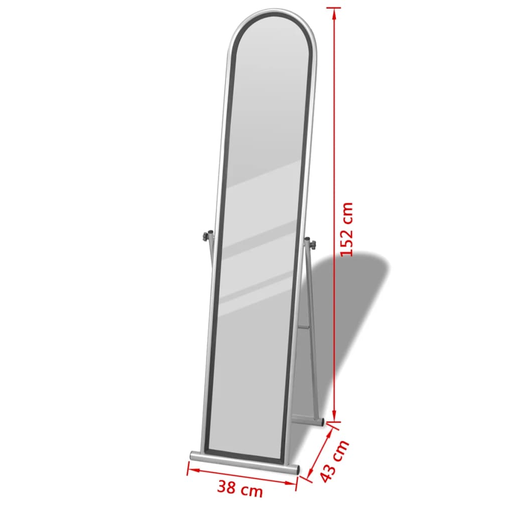 Free Standing Floor Mirror Full Length Rectangular Gray