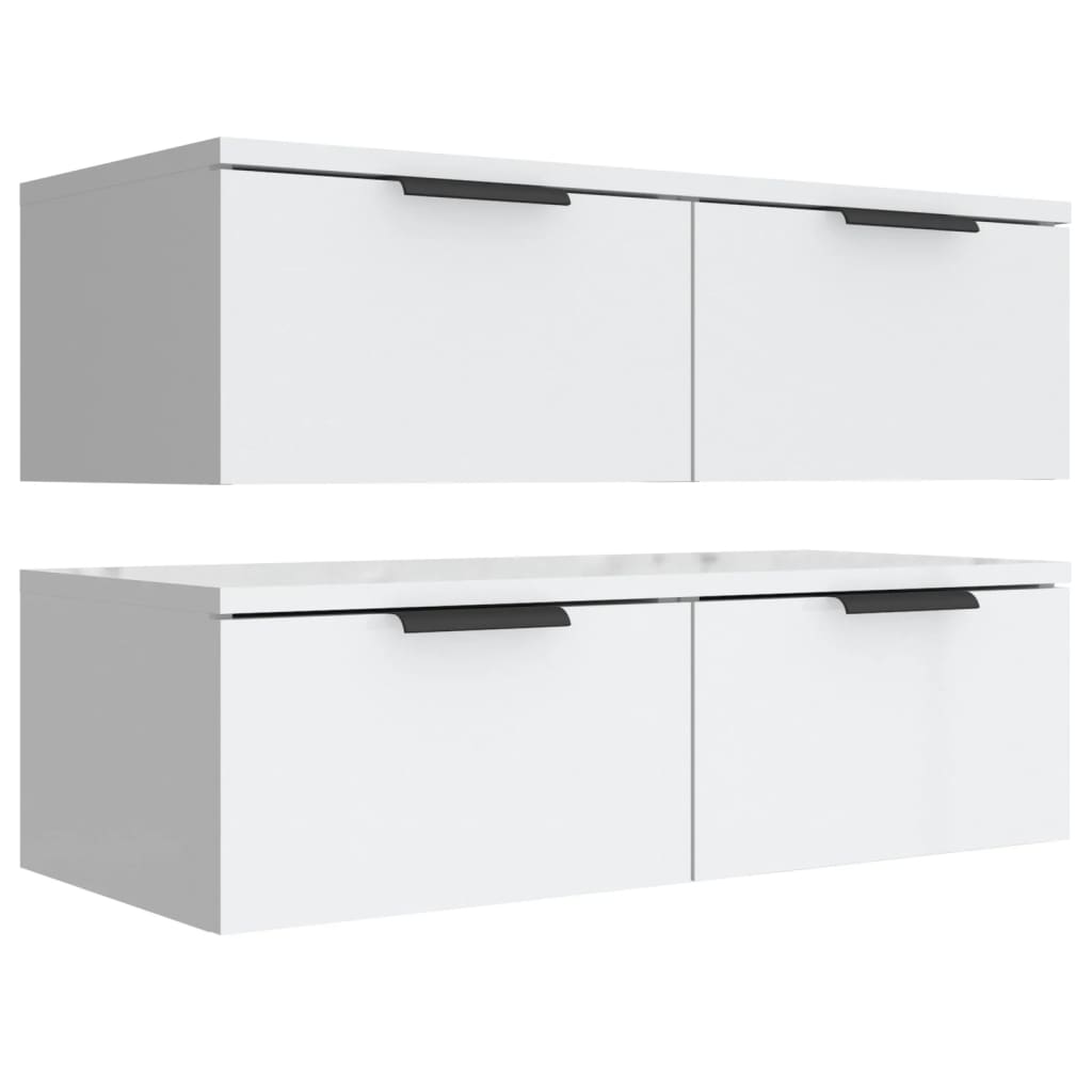 vidaXL Wall Cabinets 2 pcs White 26.8"x11.8"x7.9" Engineered Wood