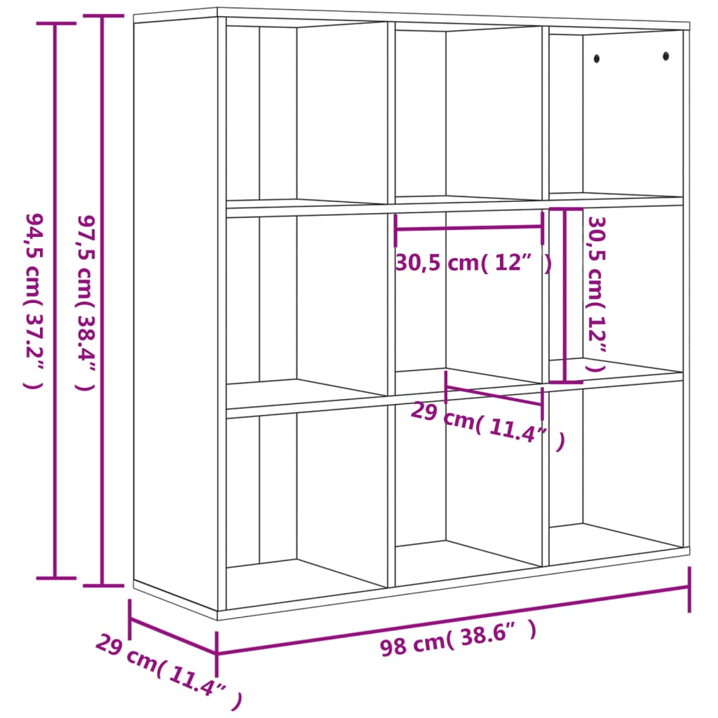 vidaXL Book Cabinet Concrete Gray 38.6"x11.4"x38.4" Engineered Wood