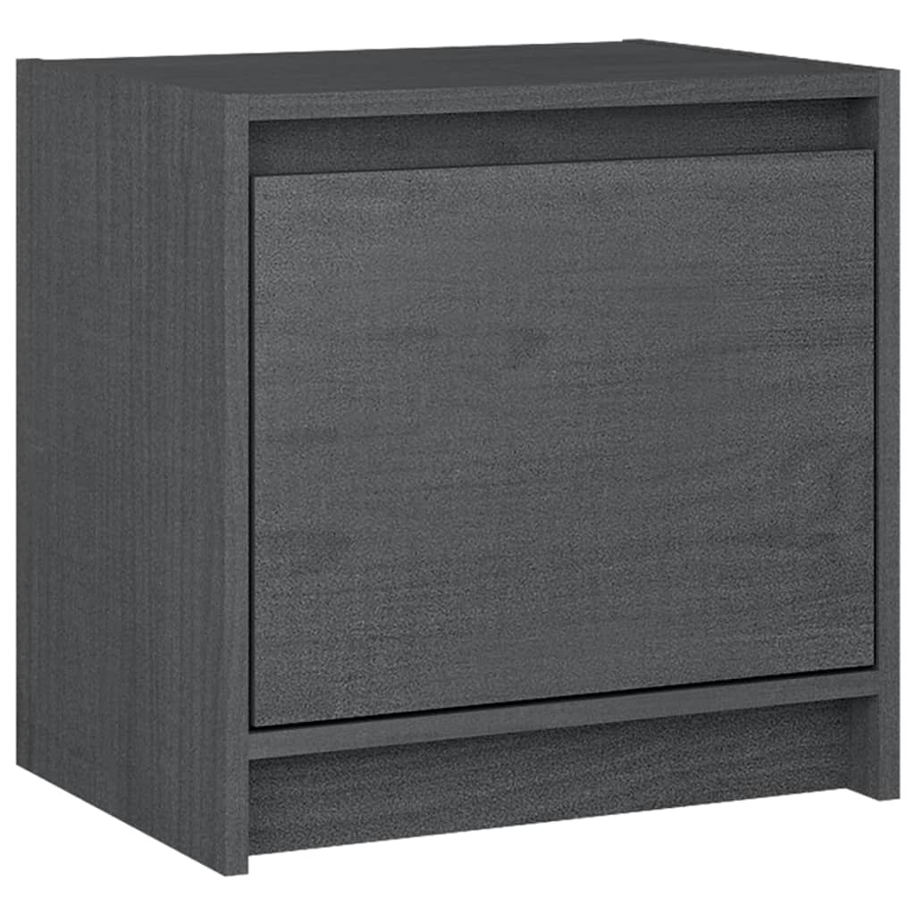 vidaXL Bedside Cabinet Gray 15.7"x12"x15.7" Solid Wood Pine