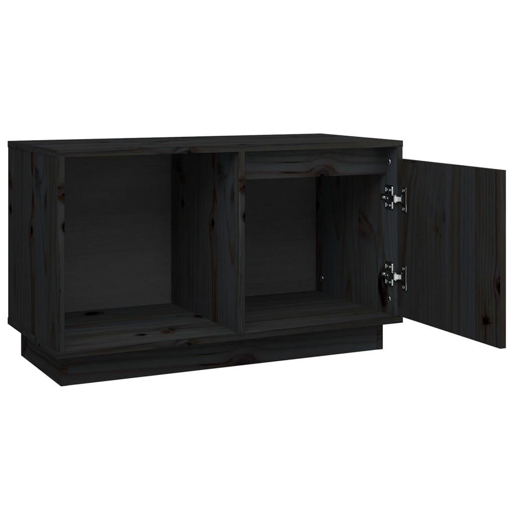 vidaXL TV Cabinet Black 29.1"x13.8"x17.3" Solid Wood Pine