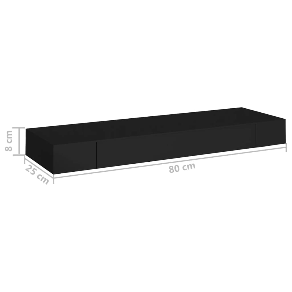vidaXL Floating Wall Shelf with Drawer Black 31.5"x9.8"x3.1"