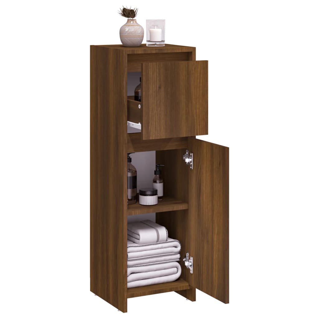 vidaXL Bathroom Cabinet Brown Oak 11.8"x11.8"x37.4" Engineered Wood