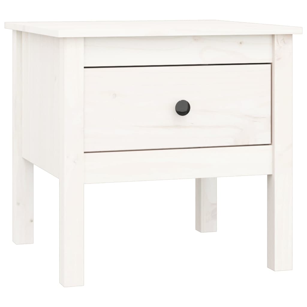 vidaXL Side Table White 19.7"x19.7"x19.3" Solid Wood Pine