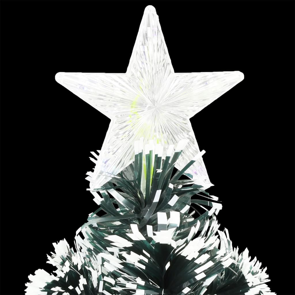 vidaXL Pre-lit Christmas Tree Green and White 8 ft Fiber Optic