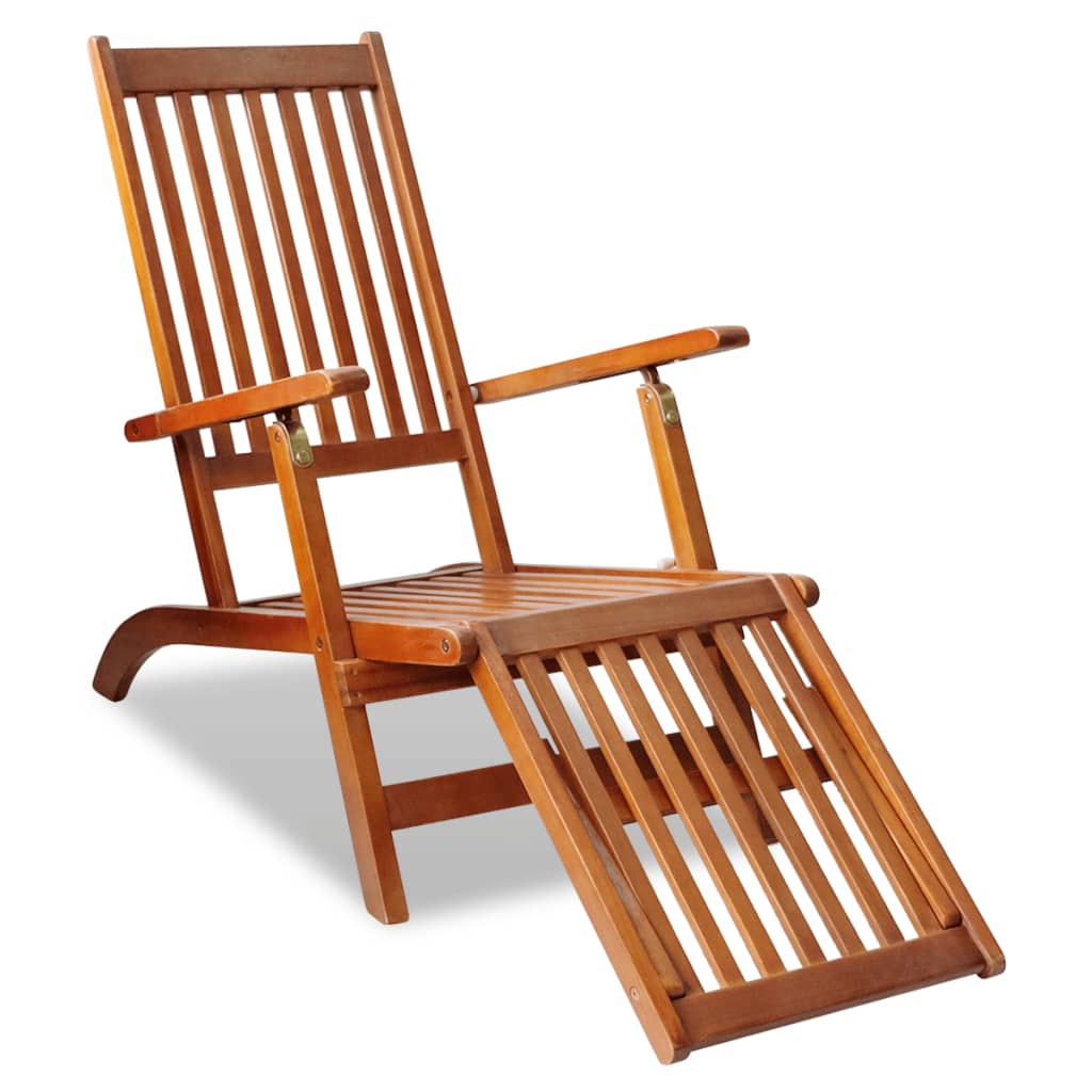 vidaXL Patio Deck Chair with Footrest Solid Acacia Wood