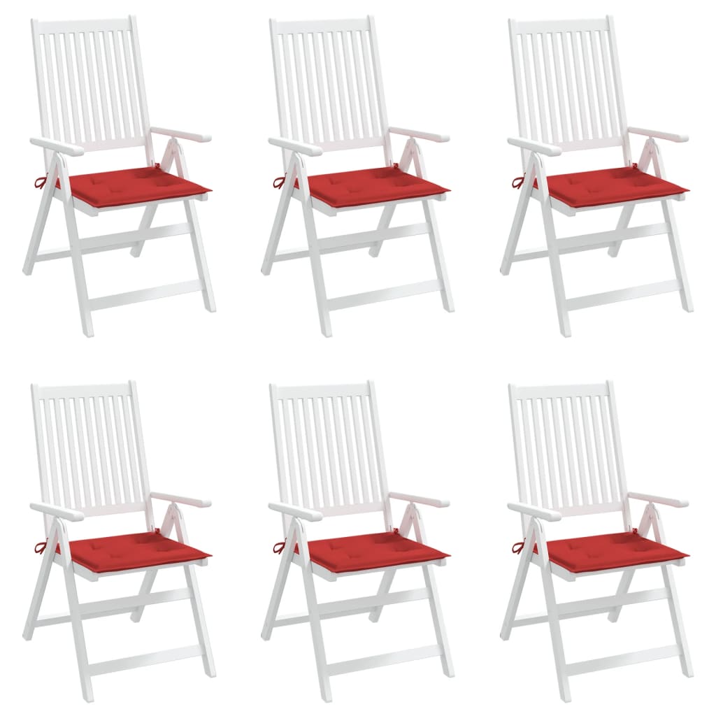 vidaXL Garden Chair Cushions 6 pcs Red 19.7"x19.7"x1.2" Fabric