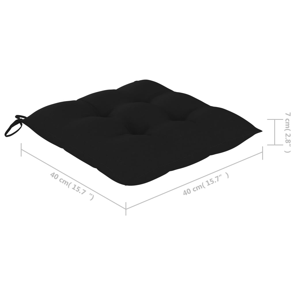 vidaXL 3 Piece Bistro Set with Black Cushions Solid Teak Wood
