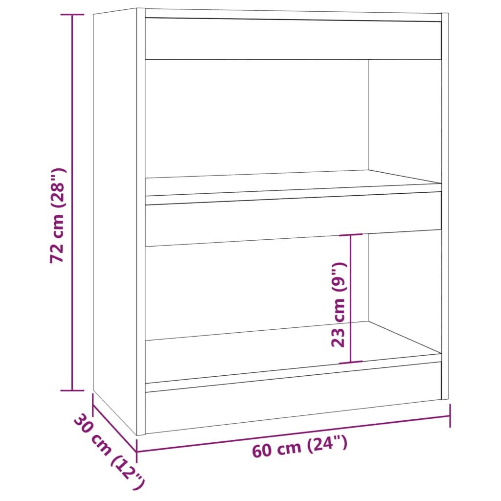 vidaXL Book Cabinet/Room Divider High Gloss White 23.6"x11.8"x28.3"