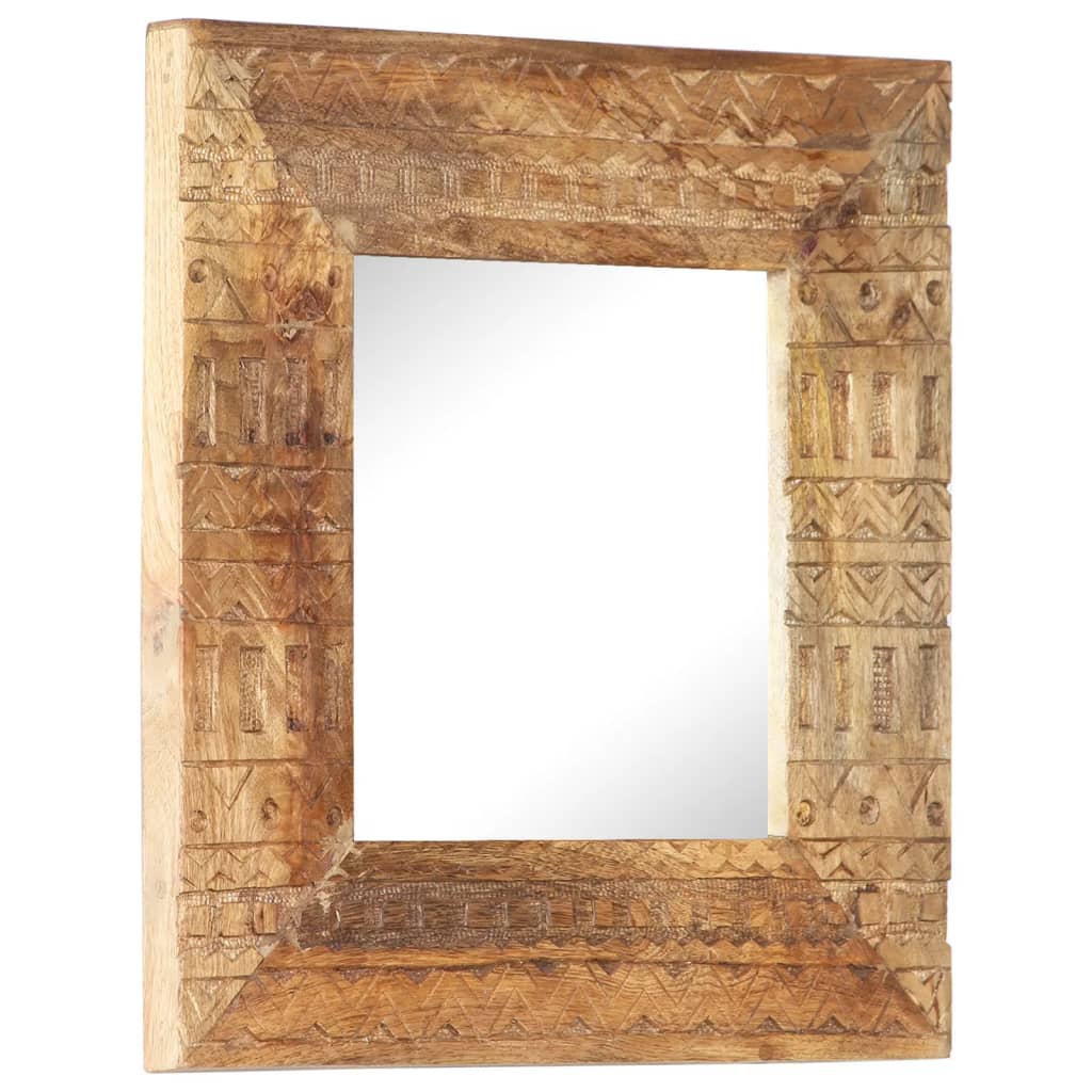 vidaXL Hand-Carved Mirror 19.7"x19.7"x4.3" Solid Mango Wood