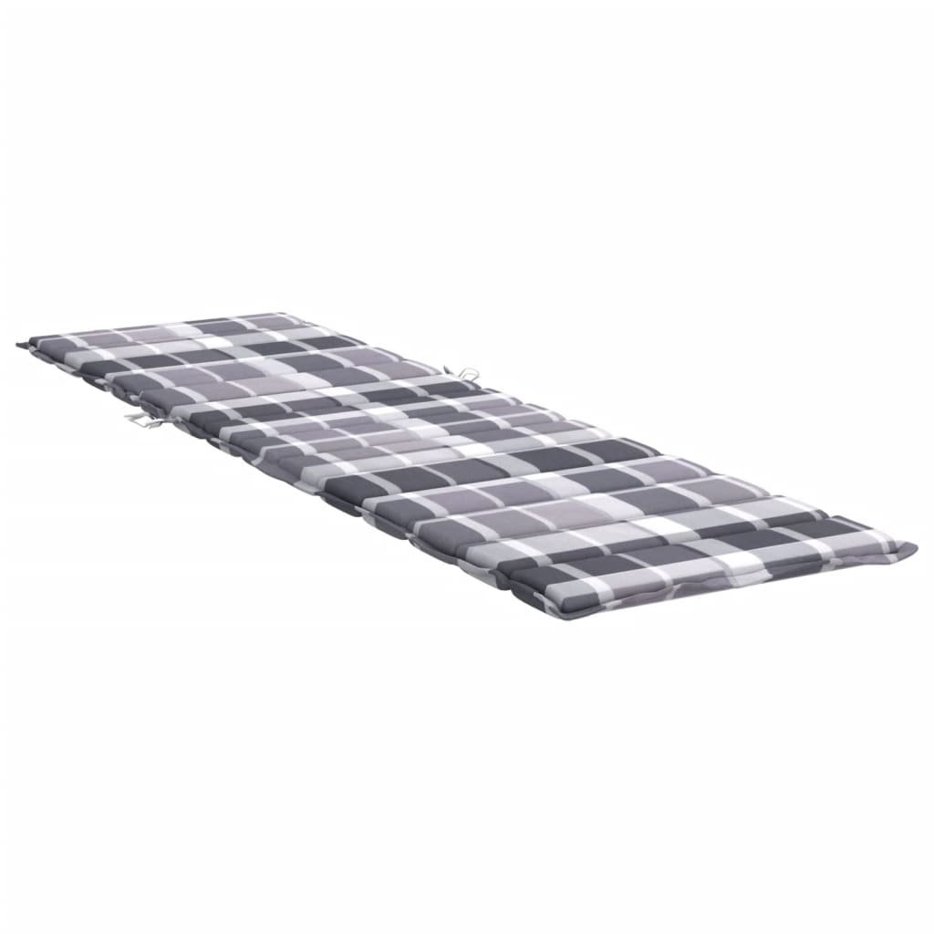 vidaXL Sun Lounger Cushion Gray Check Pattern 78.7"x23.6"x1.2" Oxford Fabric