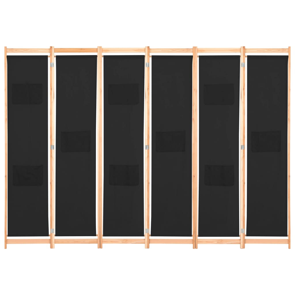 vidaXL 6-Panel Room Divider Black 94.5"x66.9"x1.6" Fabric
