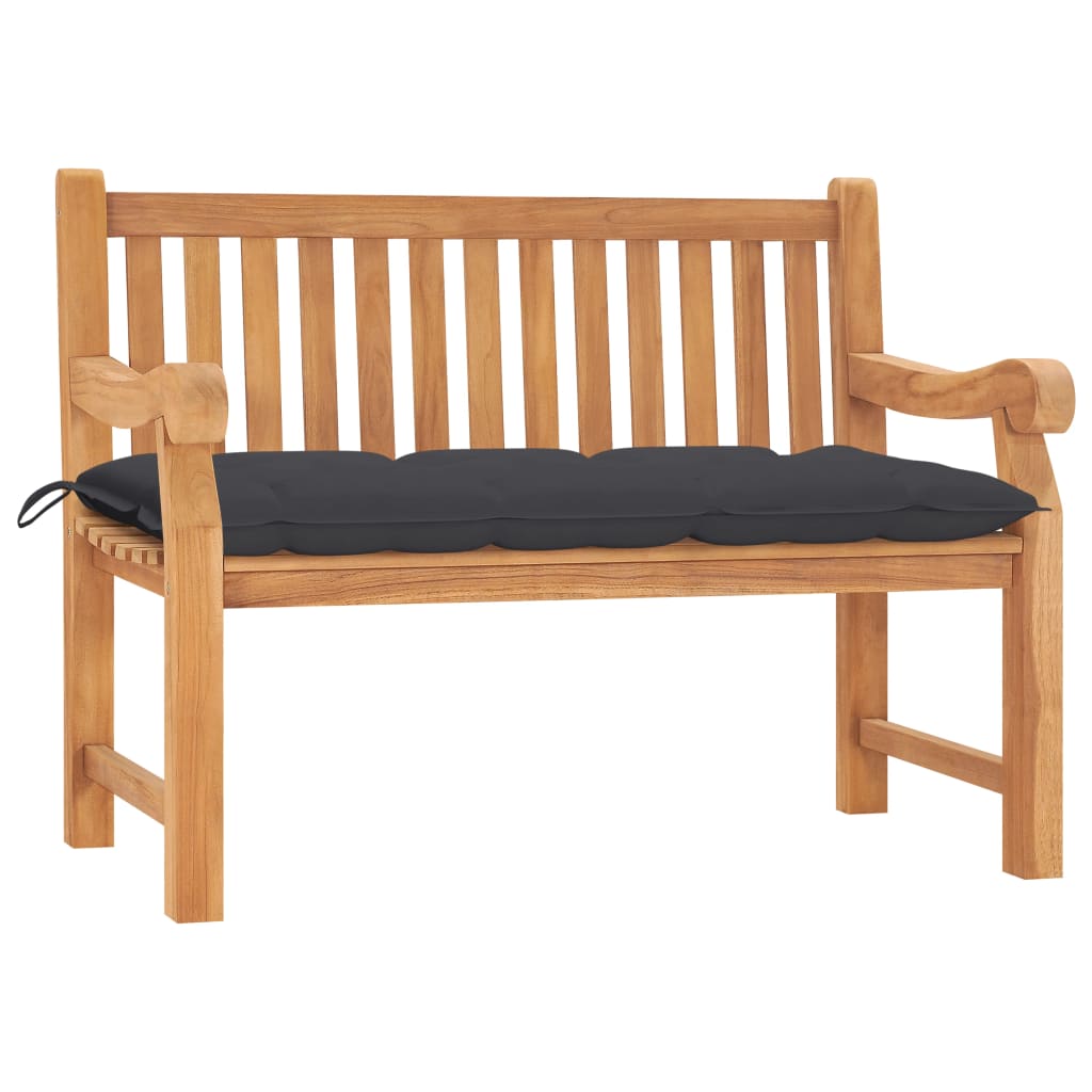 vidaXL Patio Bench with Cushion 47.2" Solid Teak Wood