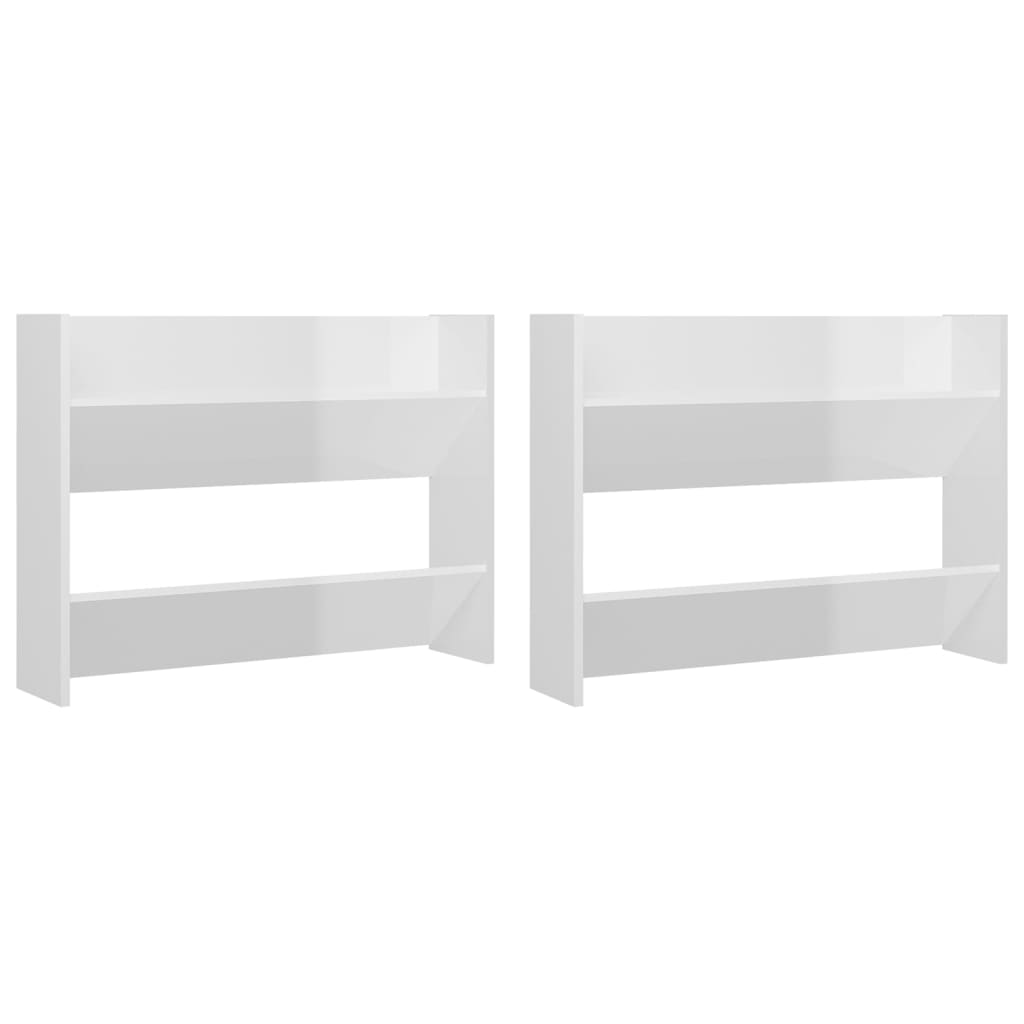 vidaXL Wall Shoe Cabinets 2 pcs High Gloss White 31.5"x7.1"x23.6" Engineered Wood