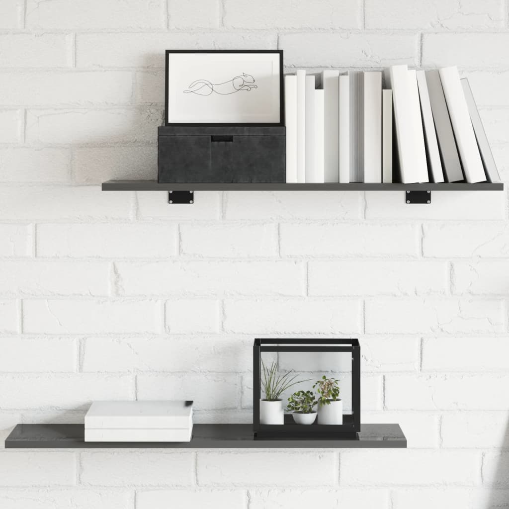 vidaXL Bookshelf Boards 8 pcs High Gloss Gray 31.5"x7.9"x0.6" Engineered Wood