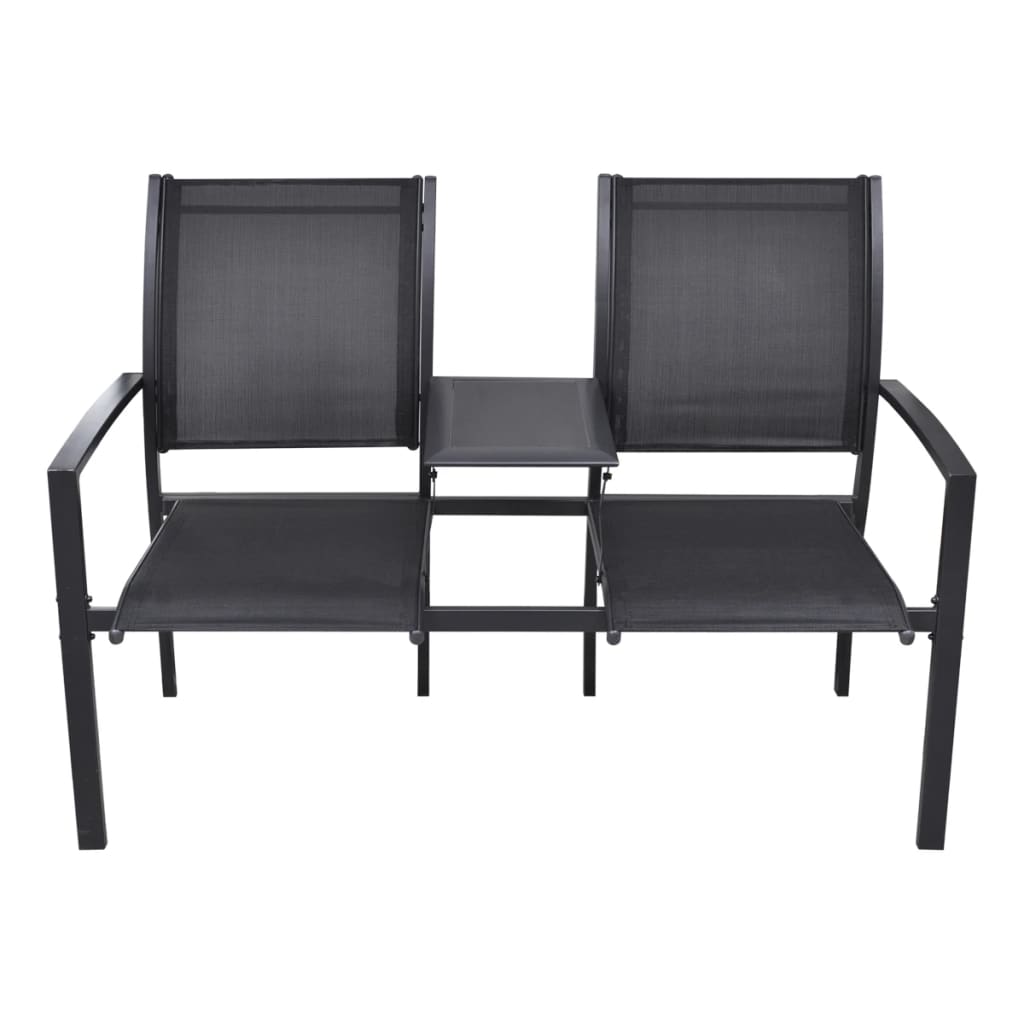 vidaXL 2 Seater Patio Bench 51.6" Steel and Textilene Black