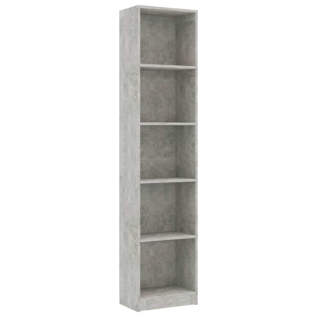 vidaXL 5-Tier Book Cabinet Concrete Gray 15.7"x9.4"x68.9" Chipboard
