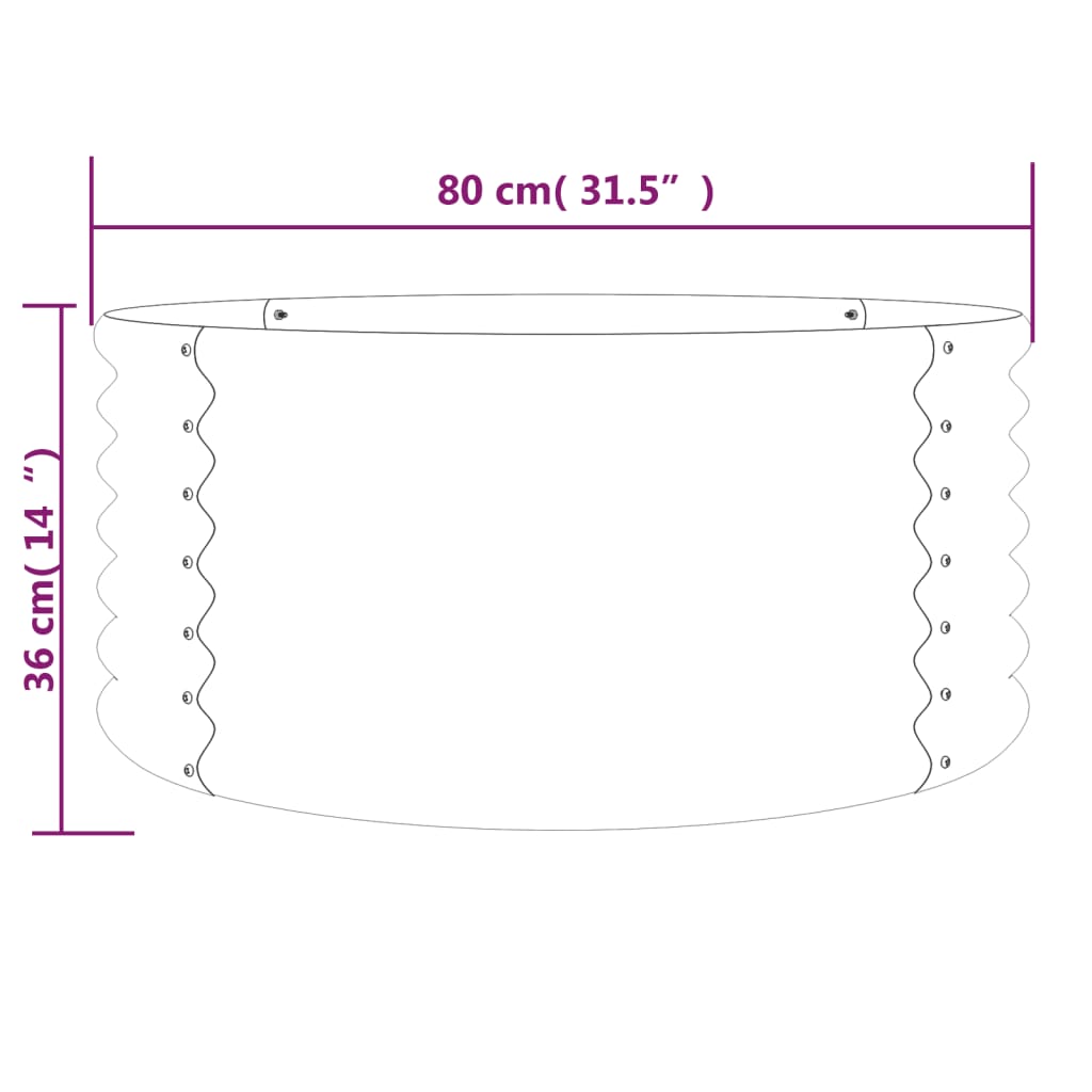 vidaXL Garden Planter Powder-coated Steel 31.5"x31.5"x14.2" Gray