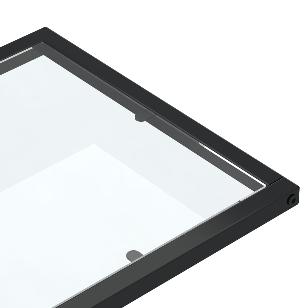 vidaXL Computer Side Table Transparent 19.7"x13.8"x25.6" Tempered Glass