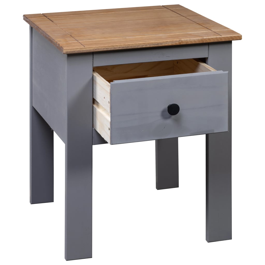 vidaXL Bedside Cabinet Gray 18.1"x15.7"x22.4" Pine Panama Range