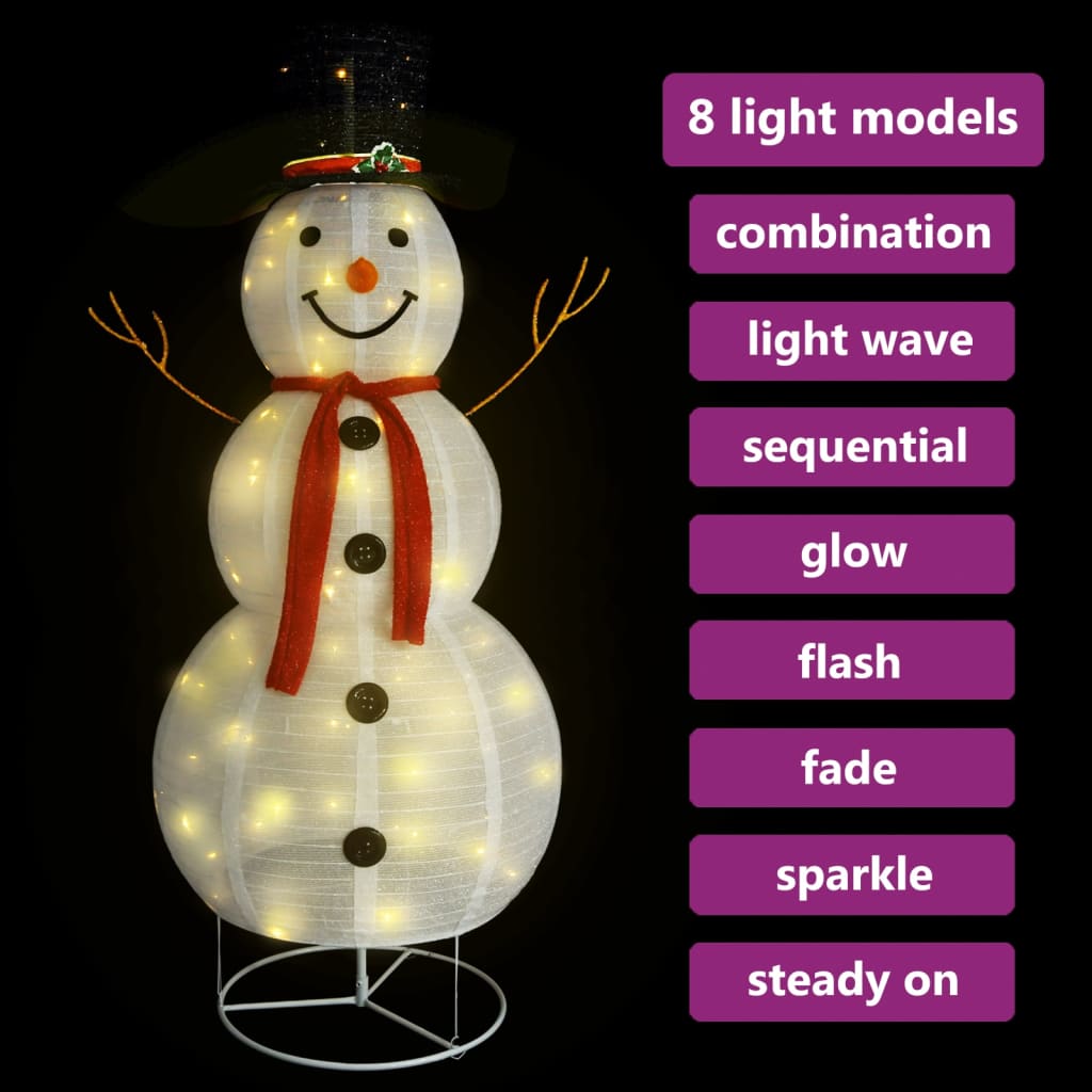 vidaXL Decorative Christmas Snowman Figure LED Luxury Fabric 70.9"