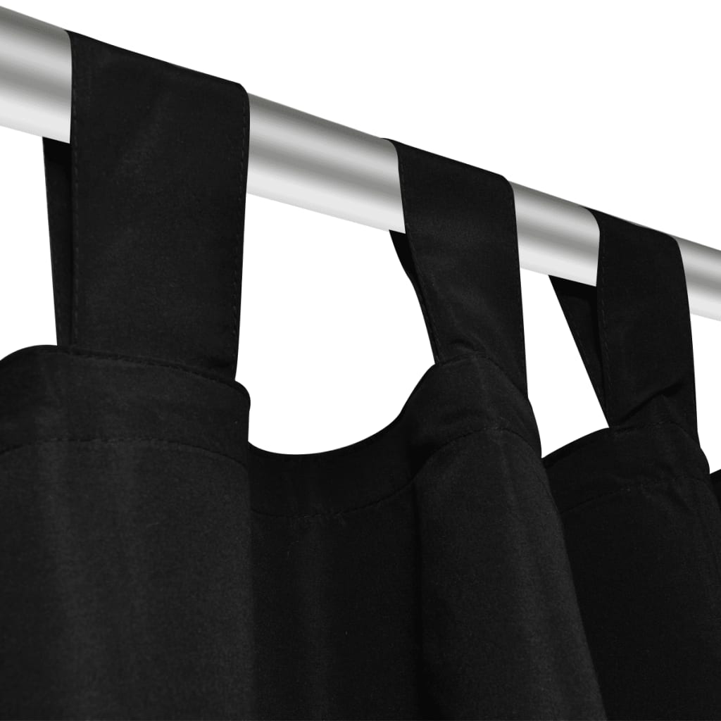 2 pcs Black Micro-Satin Curtains with Loops 55" x 96"
