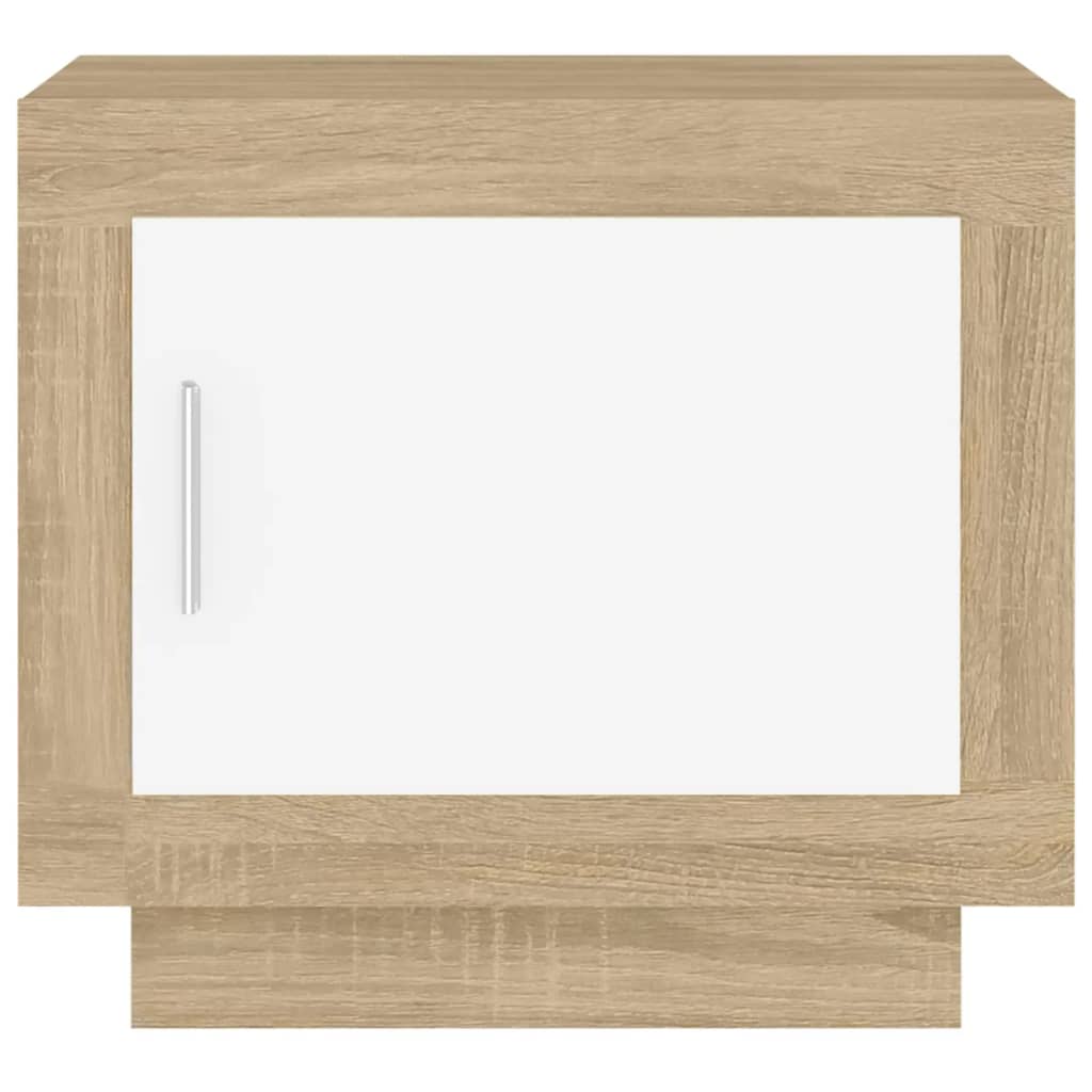 vidaXL Coffee Table White and Sonoma Oak 20.1"x19.7"x17.7" Engineered Wood