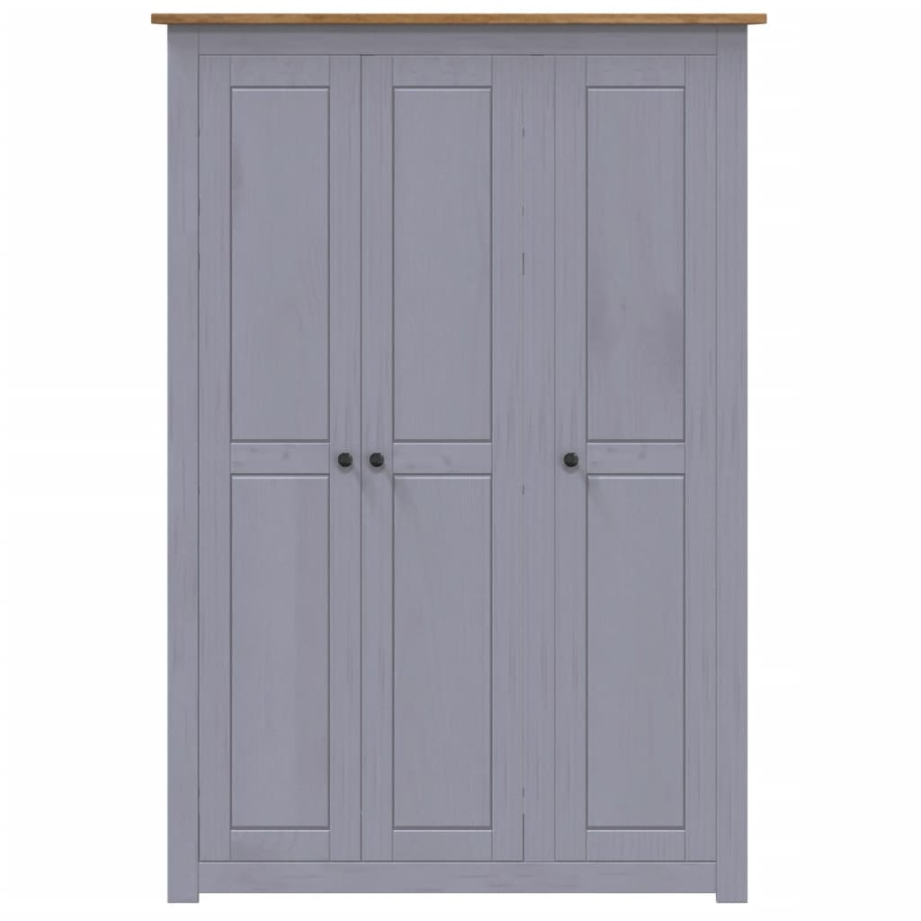 vidaXL 3-Door Wardrobe Gray 46.5"x19.7"x67.5" Pine Panama Range
