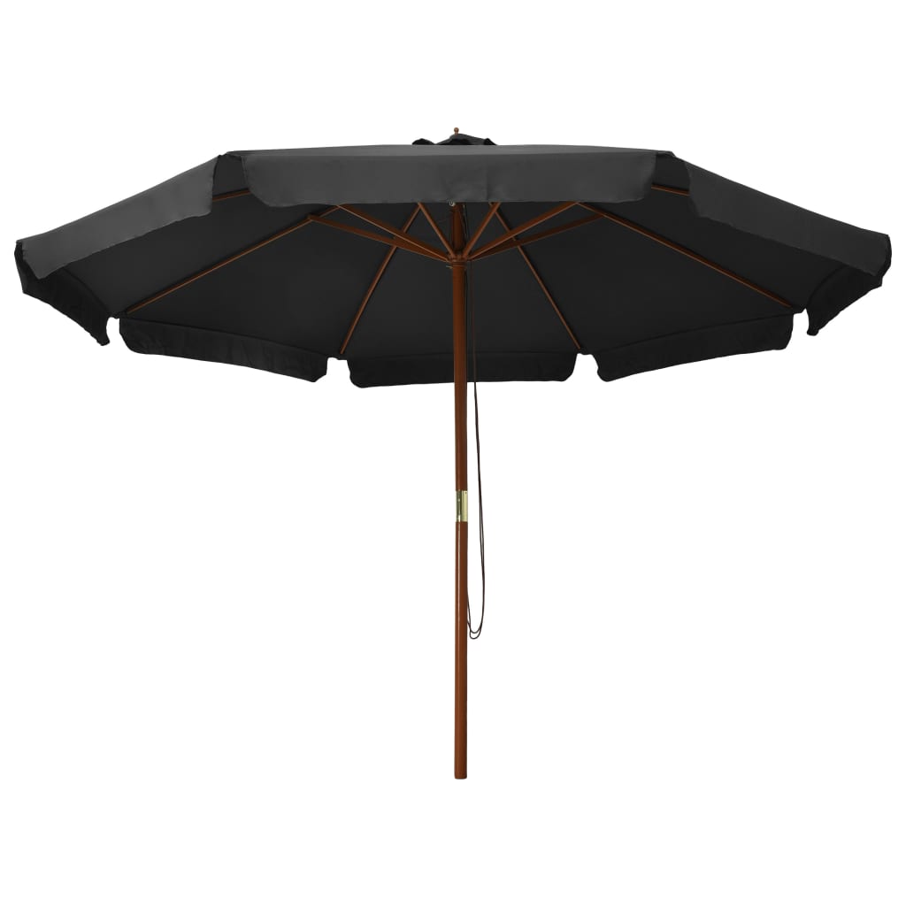 vidaXL Outdoor Parasol with Wooden Pole 129.9" Anthracite