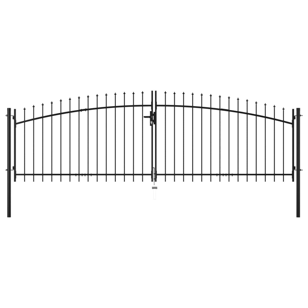 vidaXL Double Door Fence Gate with Spear Top 157.5"x59.1"