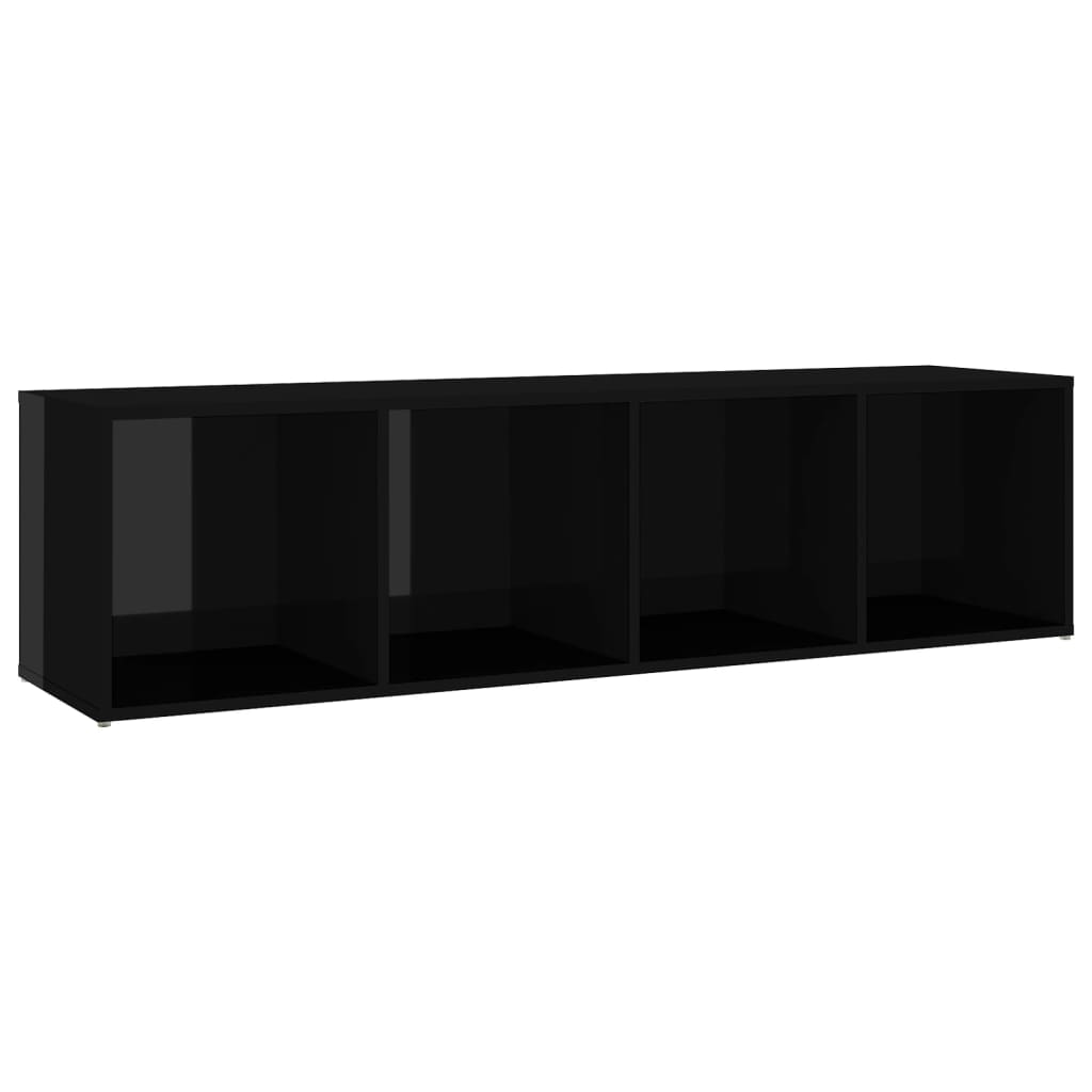 vidaXL TV Cabinets 2 pcs High Gloss Black 56.1"x13.8"x14.4" Chipboard
