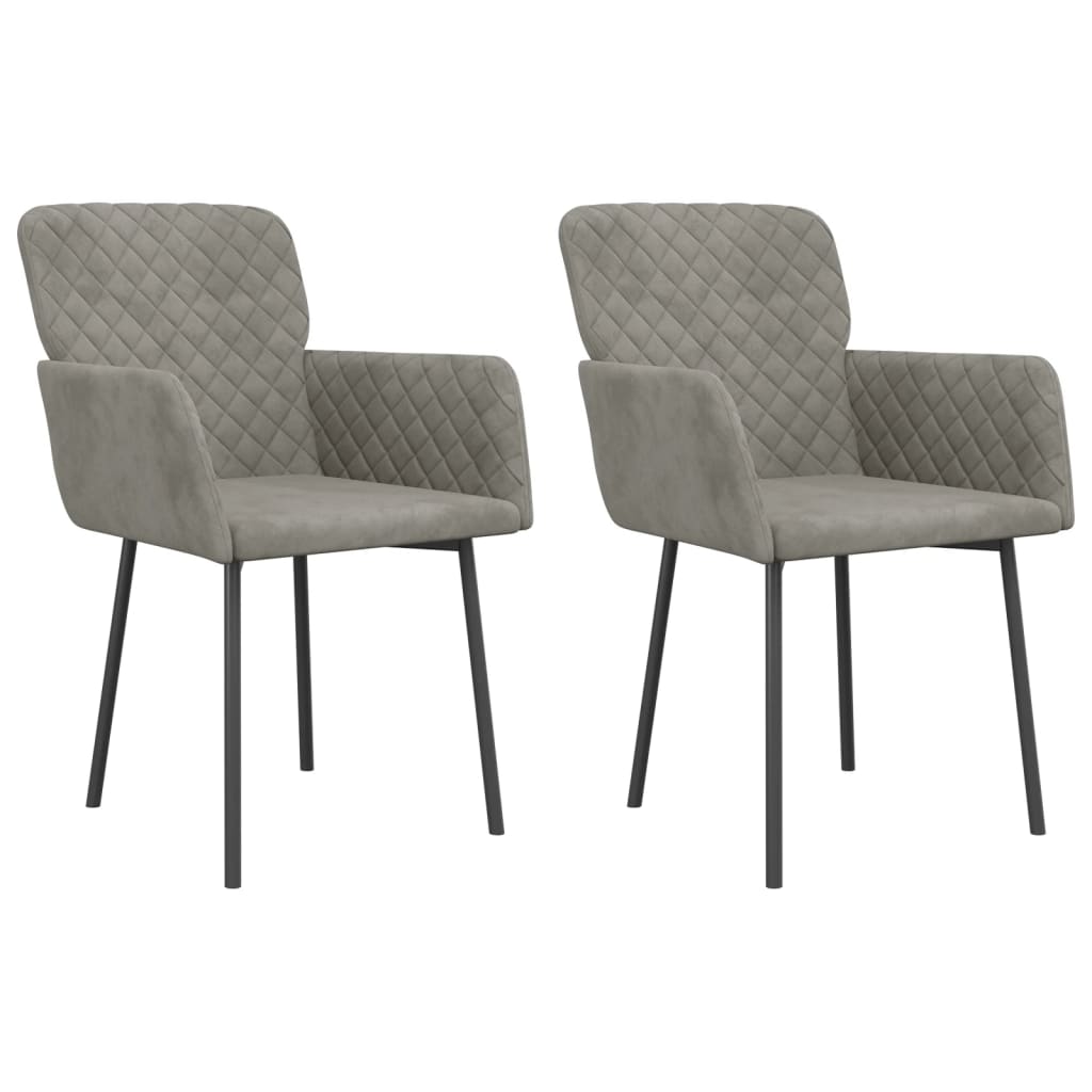 vidaXL Dining Chairs 2 pcs Light Gray Velvet