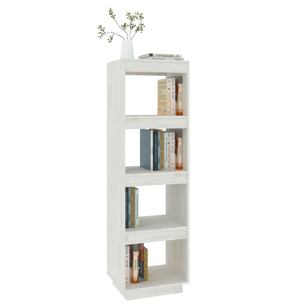 vidaXL Book Cabinet/Room Divider White 15.7"x13.8"x53.1" Solid Wood Pine