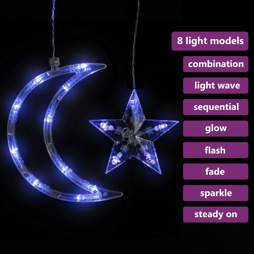 vidaXL Star and Moon Fairy Lights Remote Control 138 LED Blue