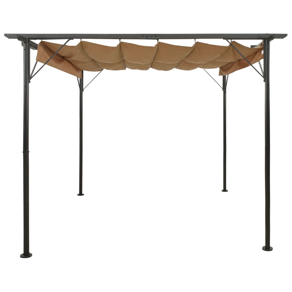 vidaXL Pergola with Retractable Roof Taupe 9.8'x9.8' Steel 0.6 oz/ft²