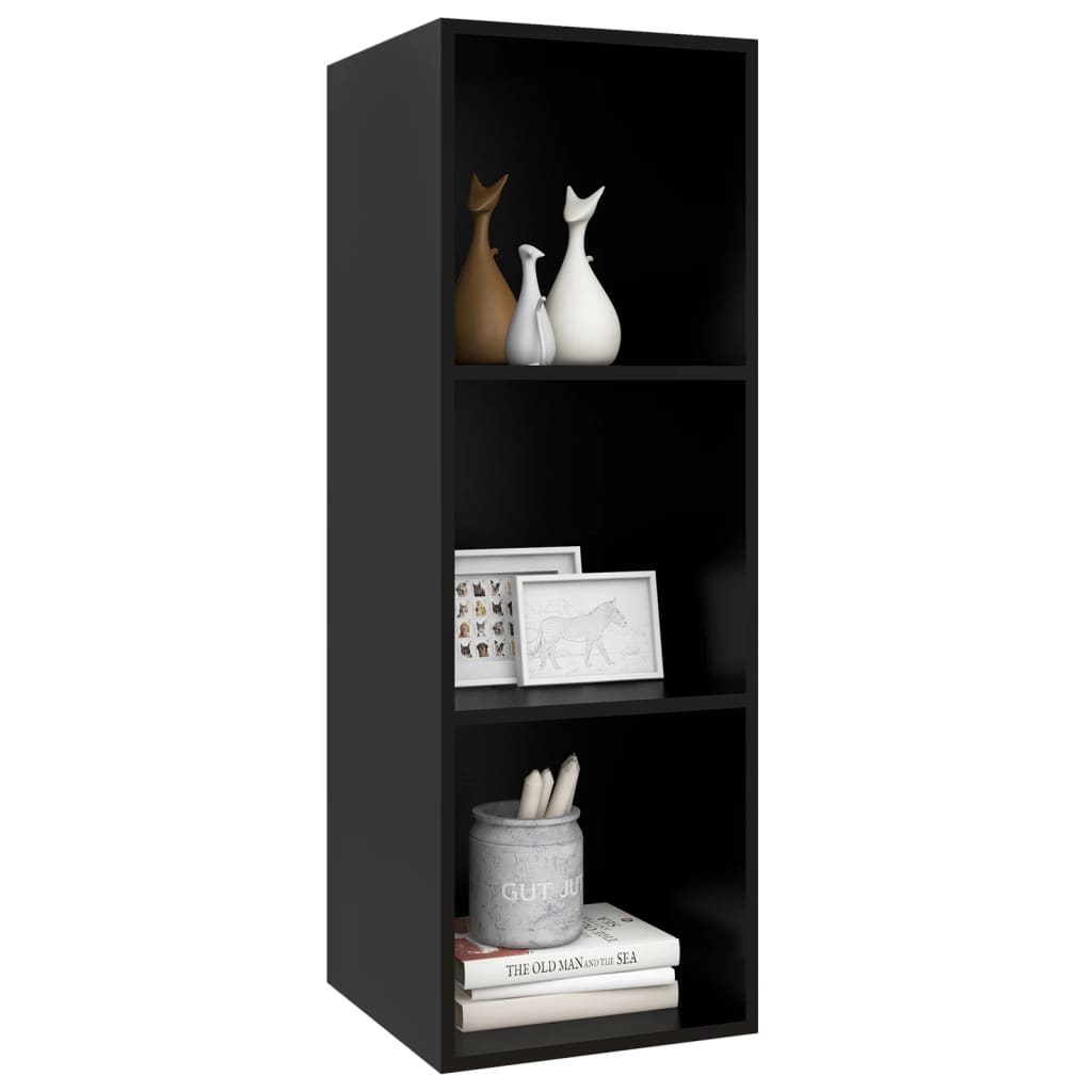 vidaXL Wall-mounted TV Cabinet Black 14.6"x14.6"x42.1" Engineered Wood