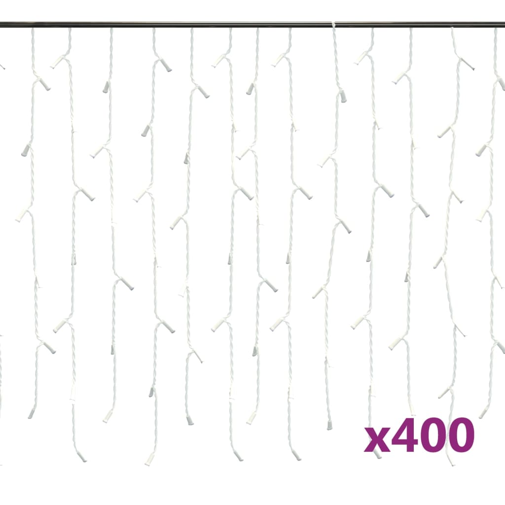 vidaXL LED Curtain Icicle Lights 393.7" 400 LED Warm White 8 Function