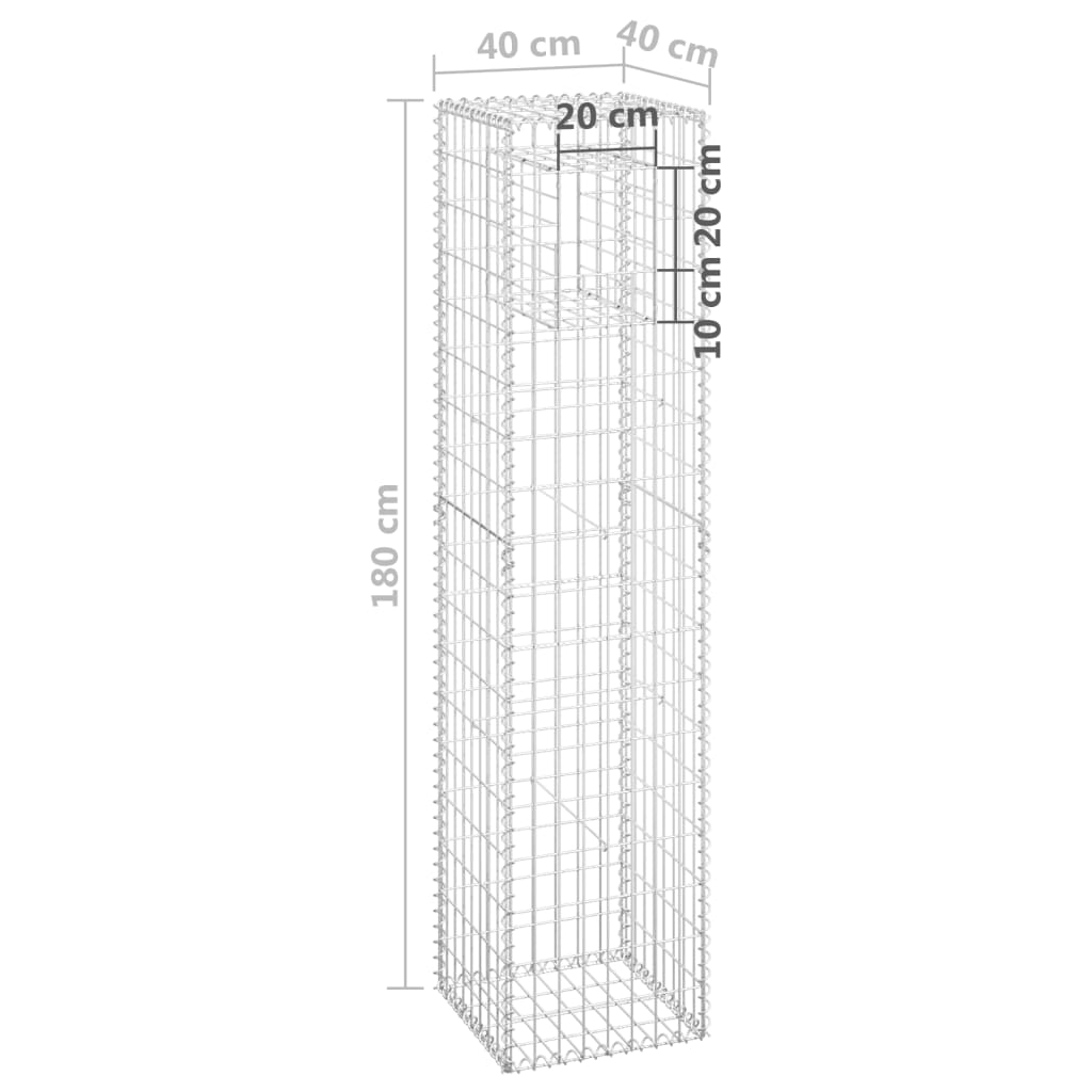 vidaXL Gabion Basket Post 15.7"x15.7"x70.9" Iron