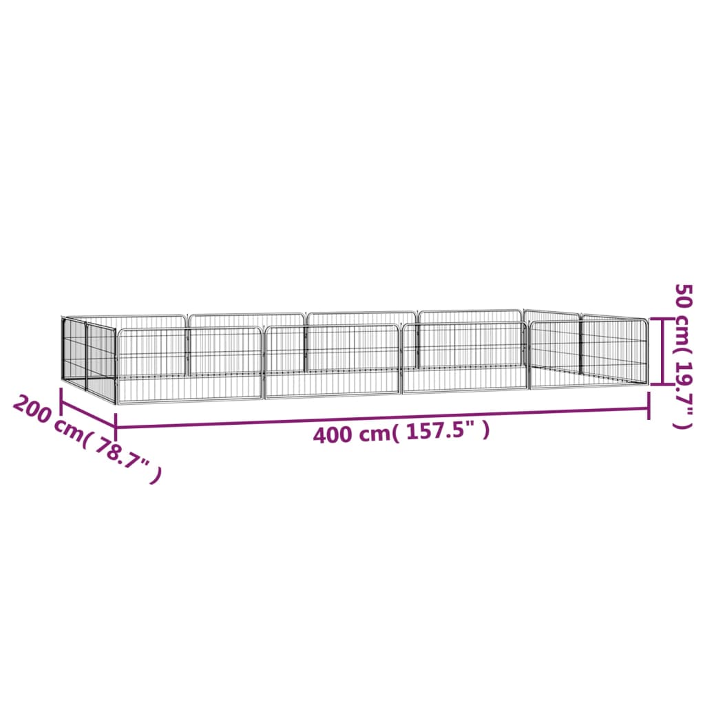 vidaXL 12-Panel Dog Playpen Black 39.4"x19.7" Powder-coated Steel