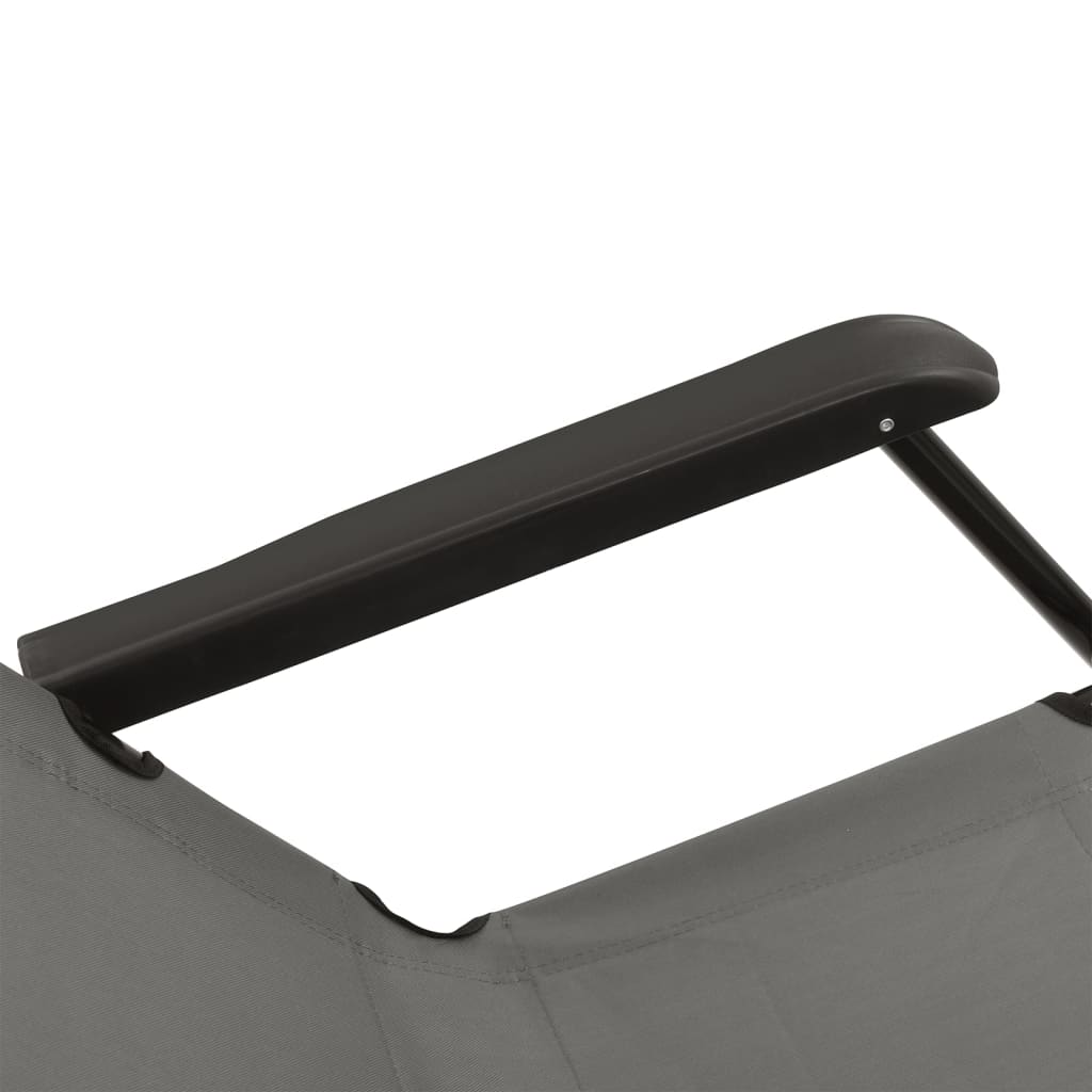 vidaXL Folding Sun Loungers 2 pcs with Footrests Steel Gray