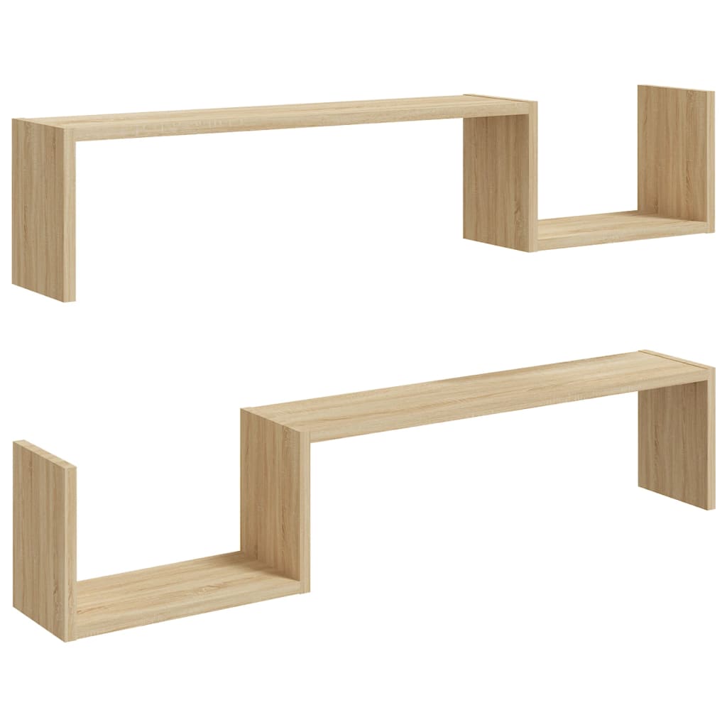 vidaXL Wall Shelves 2 pcs Sonoma Oak 39.4"x5.9"x7.9" Engineered Wood