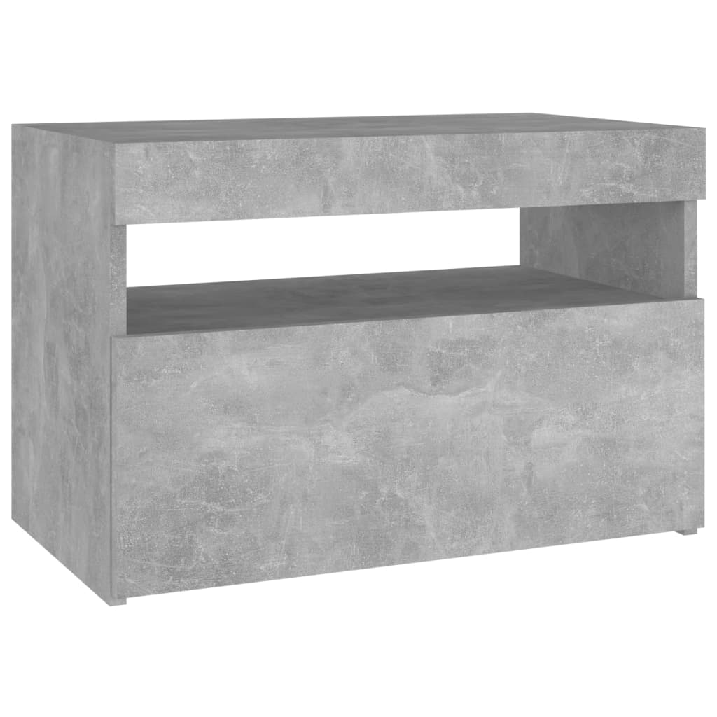 vidaXL Bedside Cabinet & LED Lights 2 pcs Concrete Gray 23.6"x13.8"x15.7"
