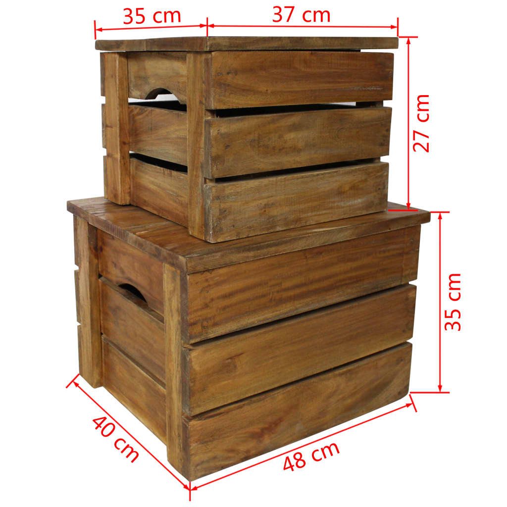 vidaXL Storage Crate Set 2 Pieces Solid Reclaimed Wood