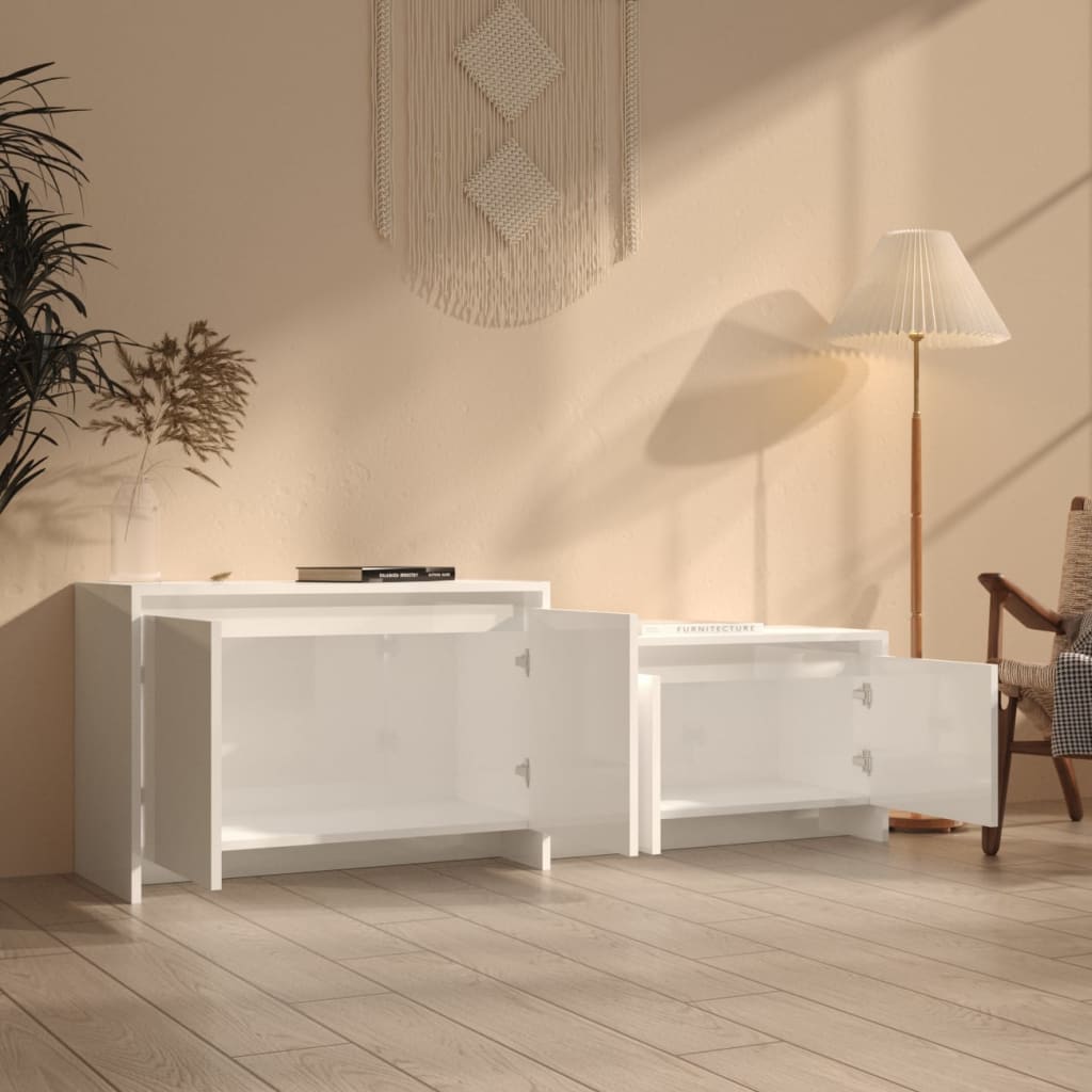 vidaXL TV Cabinet High Gloss White 57.7"x13.8"x19.7" Engineered Wood