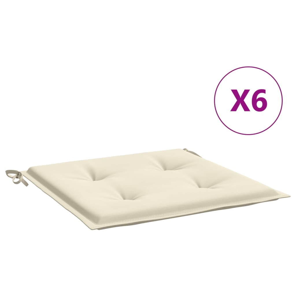 vidaXL Garden Chair Cushions 6 pcs Cream 15.7"x15.7"x1.2" Fabric