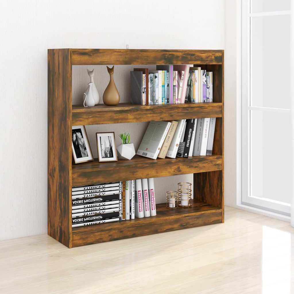 vidaXL Book Cabinet/Room Divider Smoked Oak 39.4"x11.8"x40.6"