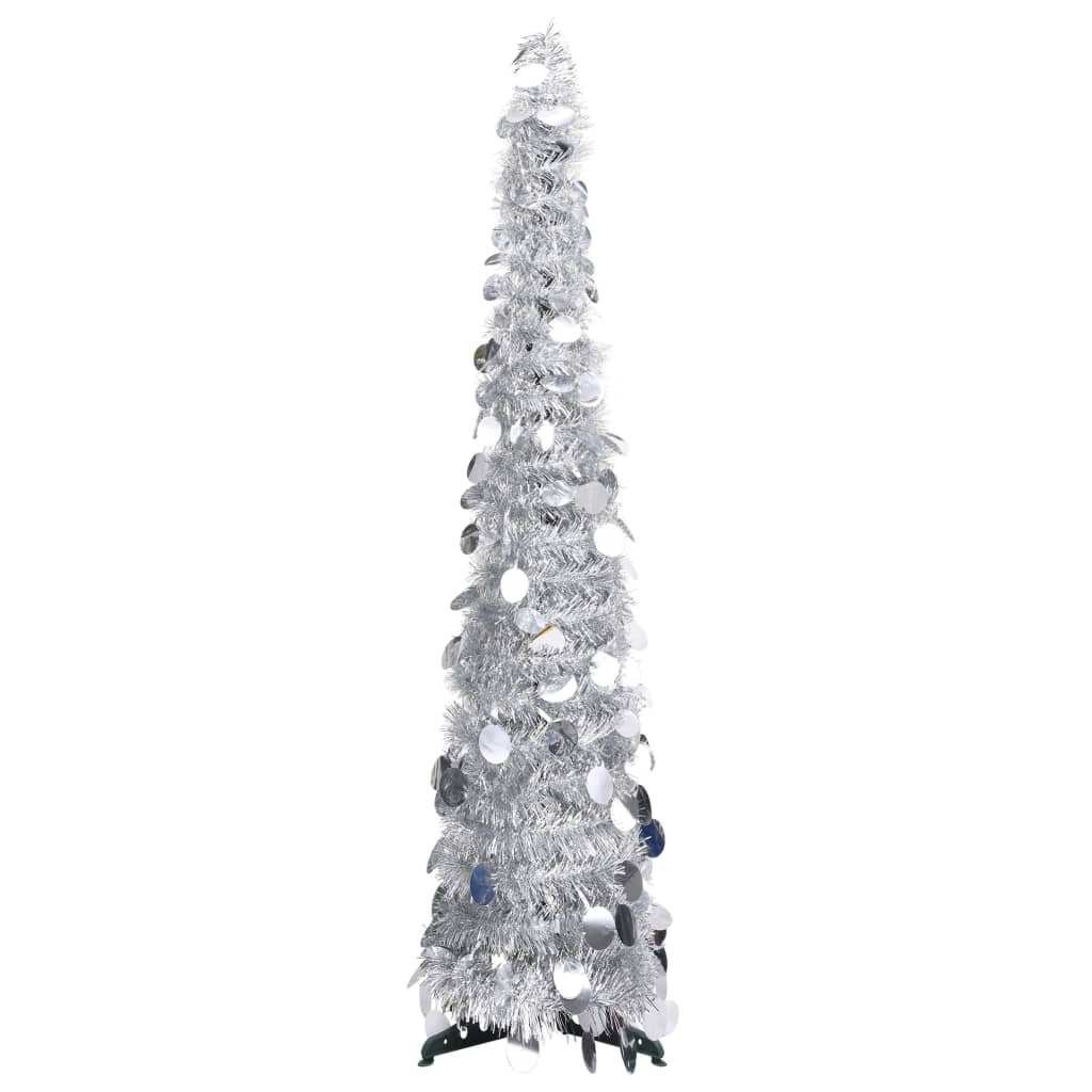 vidaXL Pop-up Artificial Christmas Tree Silver 70.9" PET