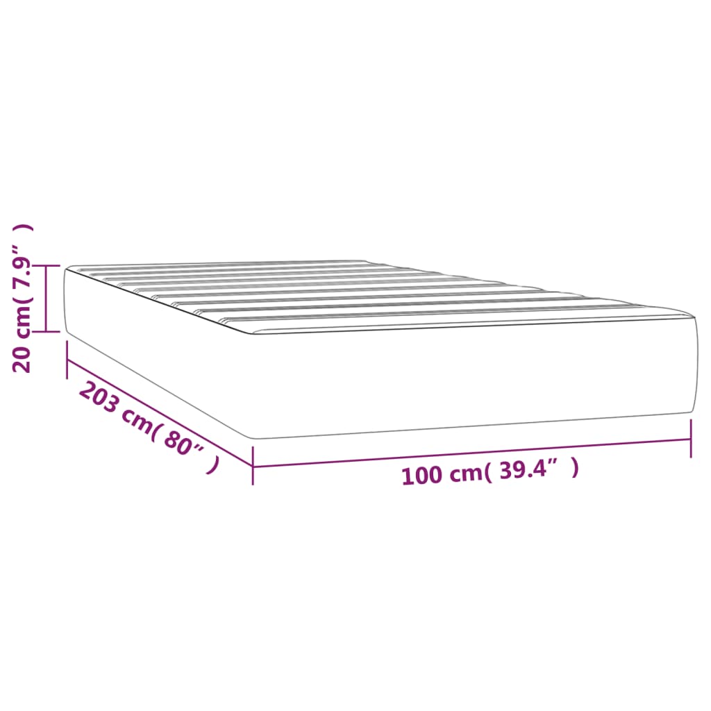 vidaXL Pocket Spring Bed Mattress Light Gray 39.4"x79.9"x7.9" Twin XL Velvet