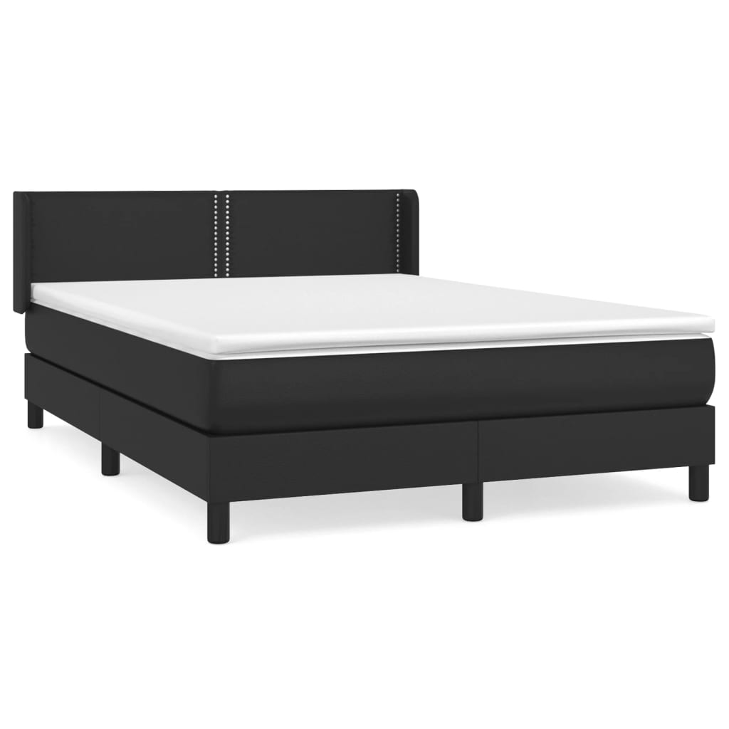 vidaXL Box Spring Bed with Mattress Black Full Faux Leather